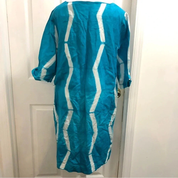Roberta Roller Rabbit Turquoise Abstract Striped Beach Coverup Medium - Picture 5 of 6